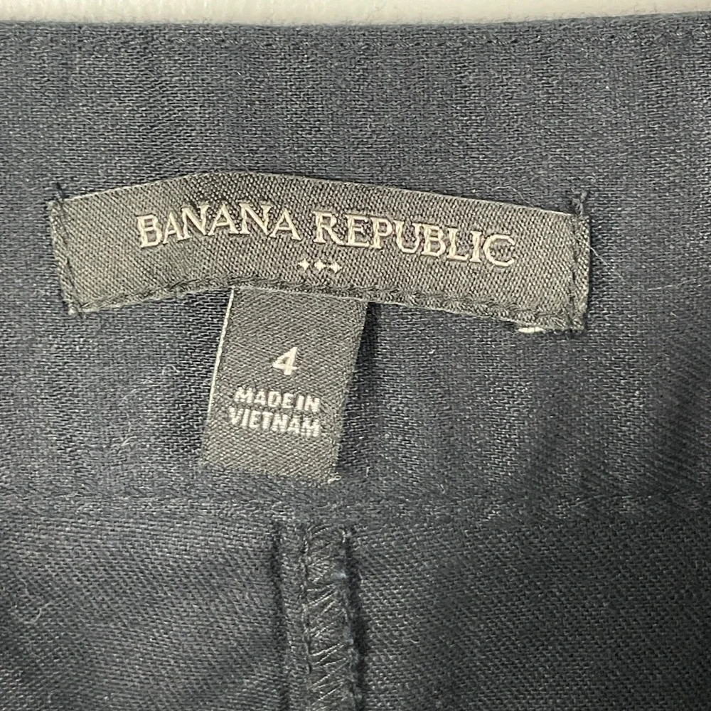 Banana Republic Pants Women 4 Black Slim Stretch Linen Blend Professional Office